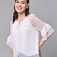 Valbone Women’s White Color Solid Top With Half-Sleeves
