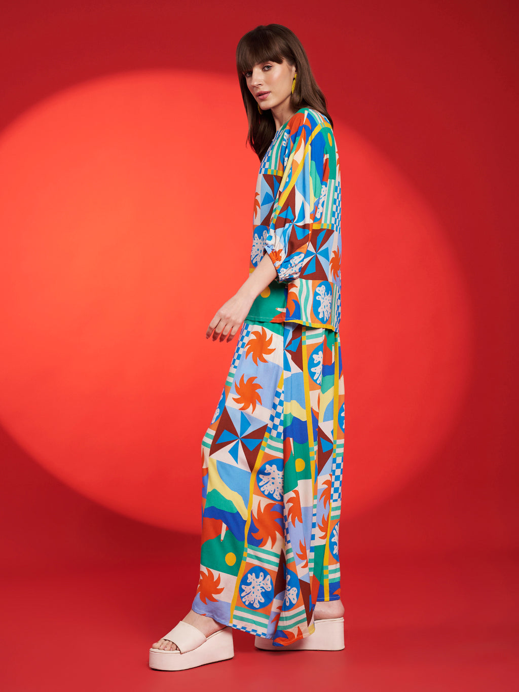 Multicolor Geometric Printed Co-Ord Set