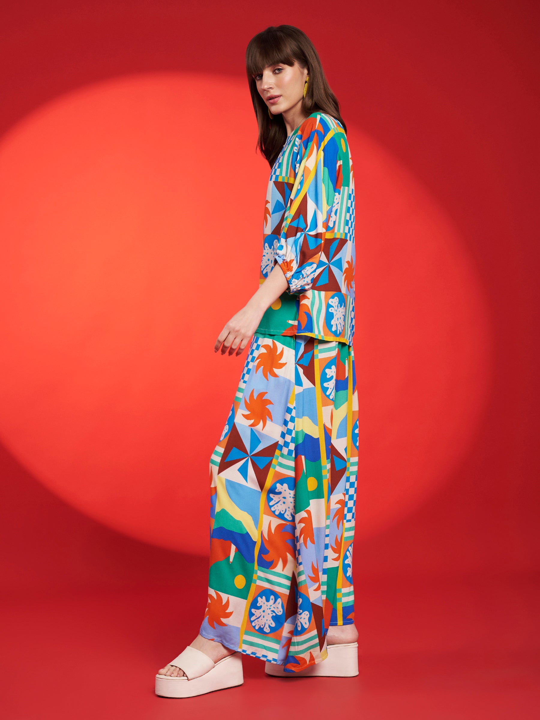 Multicolor Geometric Printed Co-Ord Set