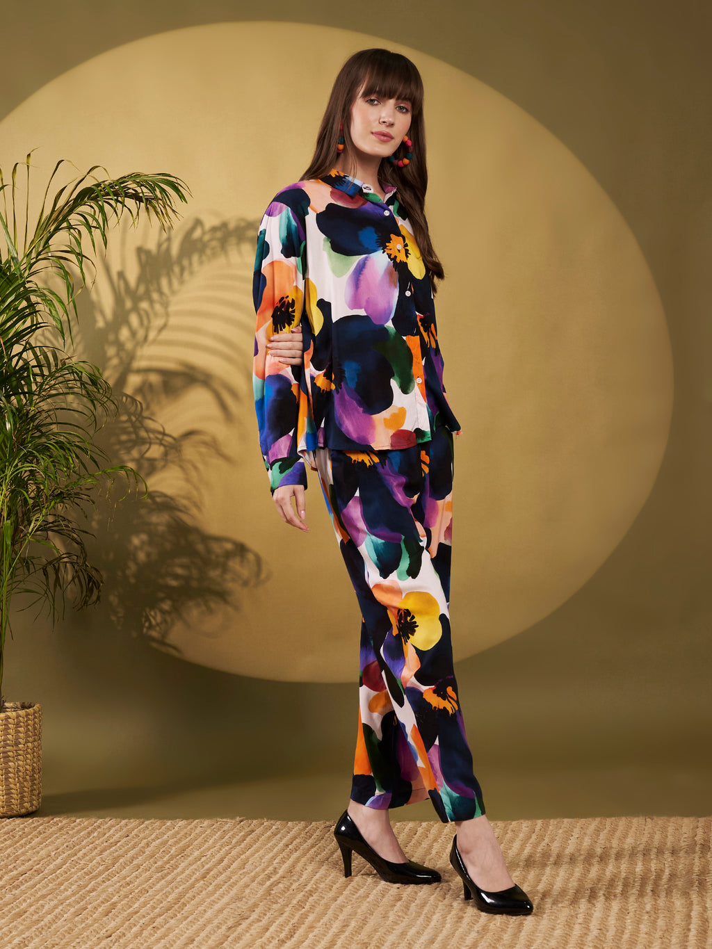 Multicolor Abstract Floral Co-Ord Set