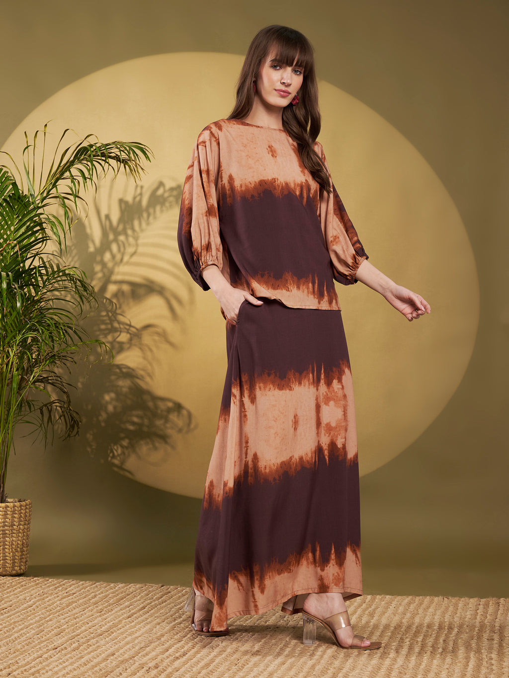Mocha Tie-Dye Maxi Co-Ord Set