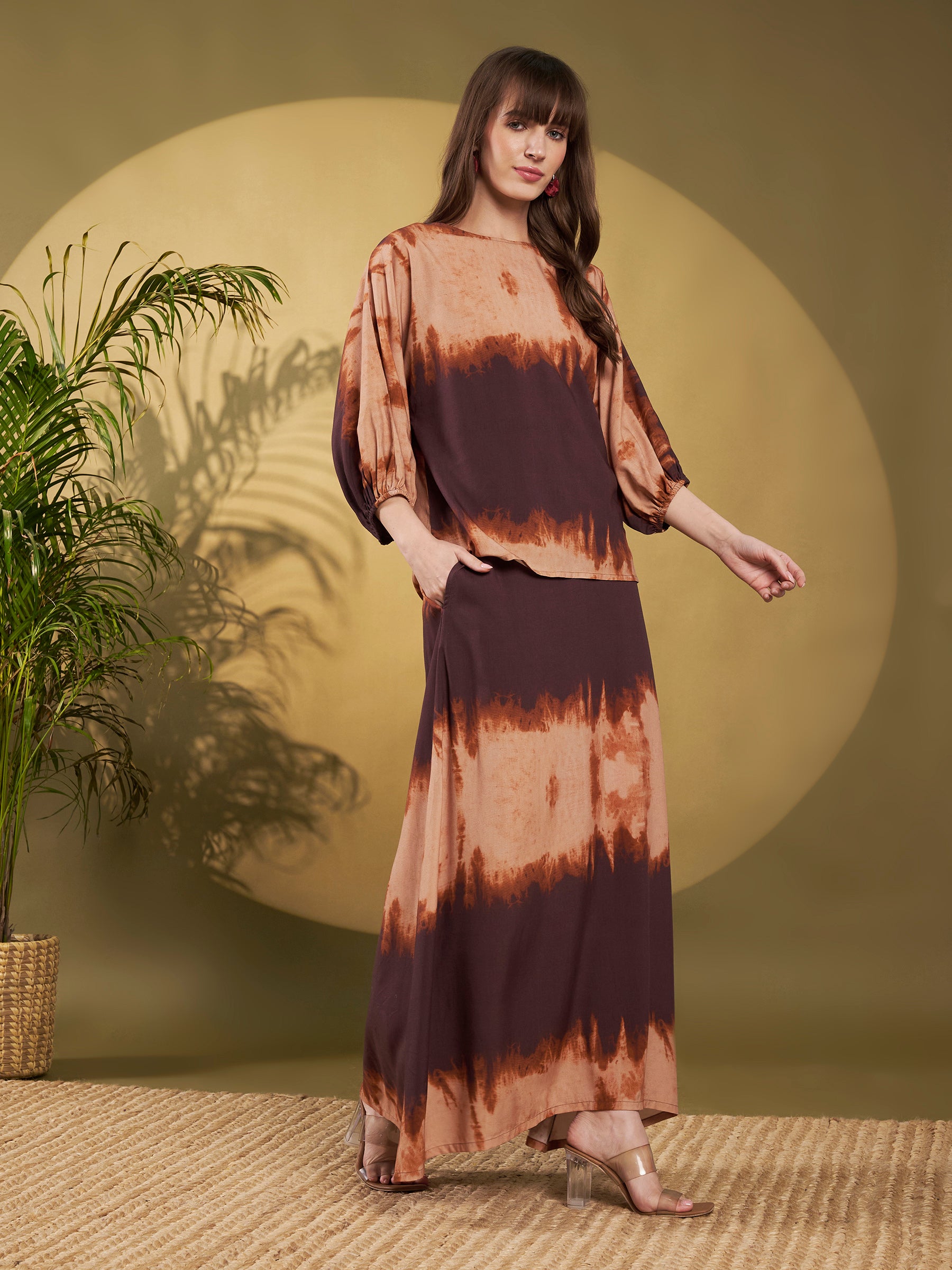 Mocha Tie-Dye Maxi Co-Ord Set
