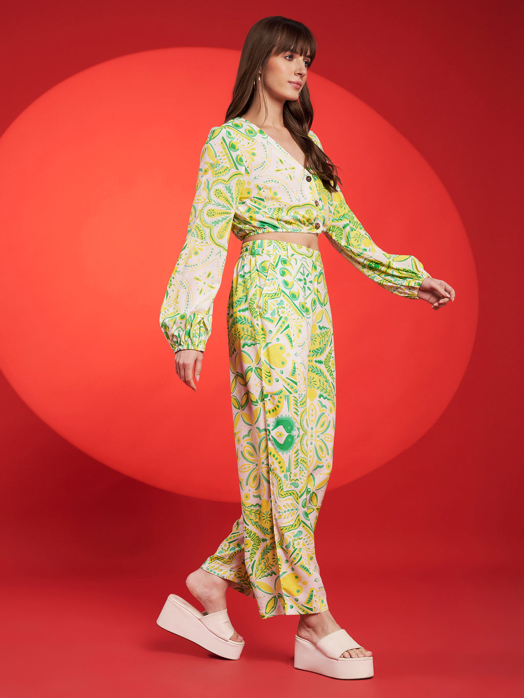 Lime Green Boho Printed Co-Ord Set