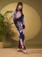 Navy Blue & Blush Floral Co-Ord Set