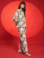 Beige & Mustard Abstract Printed Co-Ord Set
