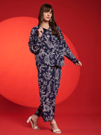 Navy Blue Paisley Printed Co-Ord Set