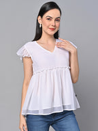 White Georgette Solid Top