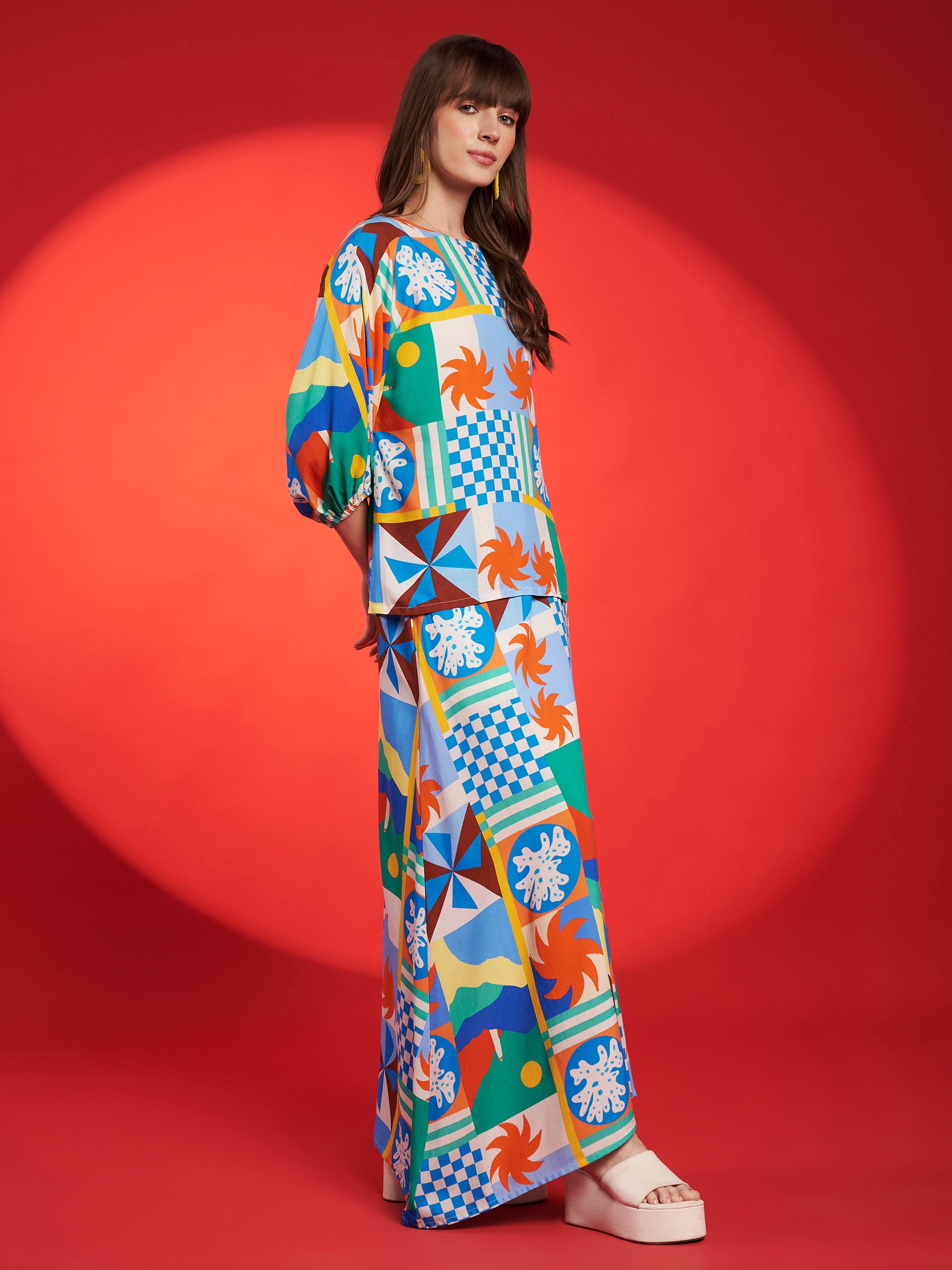 Multicolor Geometric Printed Co-Ord Set
