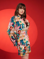 Multicolor Floral Printed Shirt-Shorts Co-Ord Set