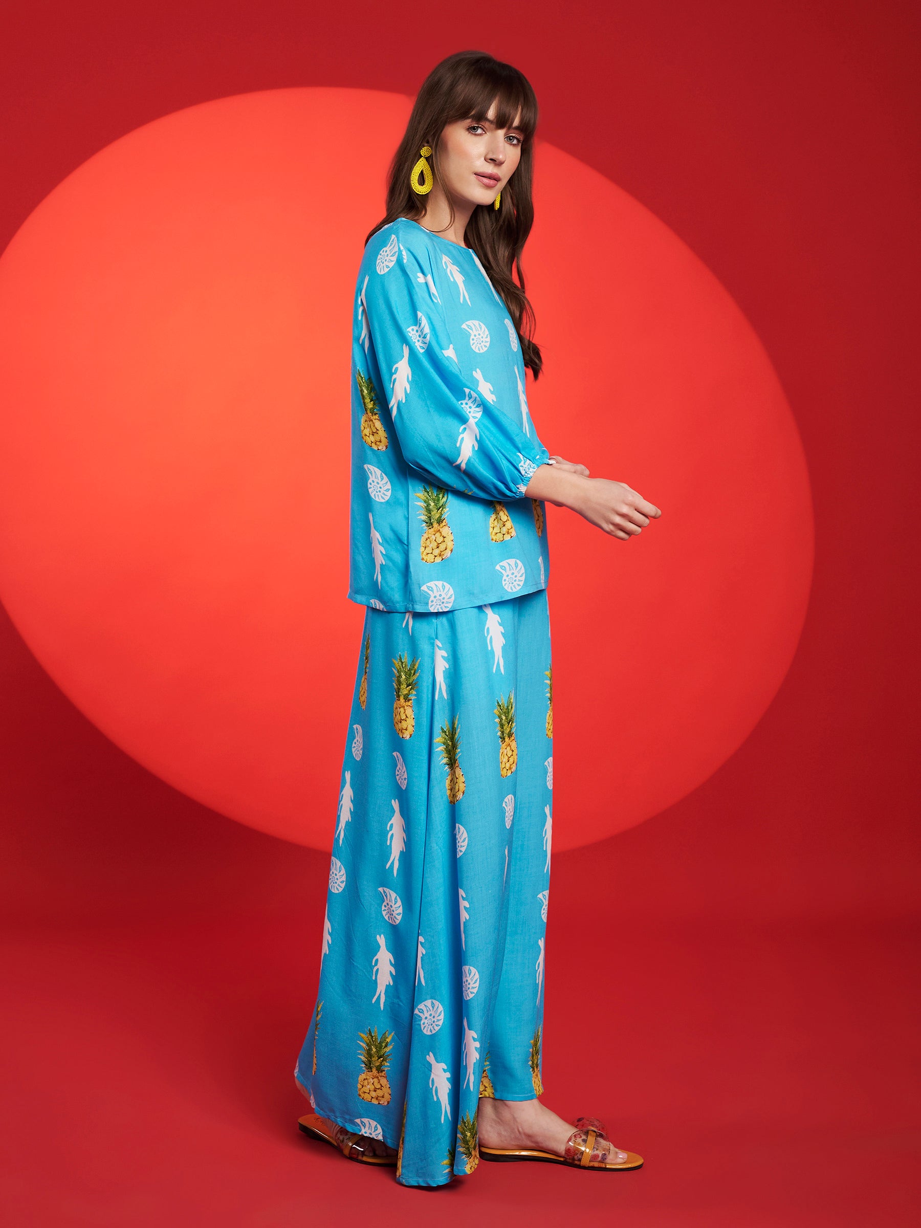 Turquoise Tropical Print Co-Ord Set