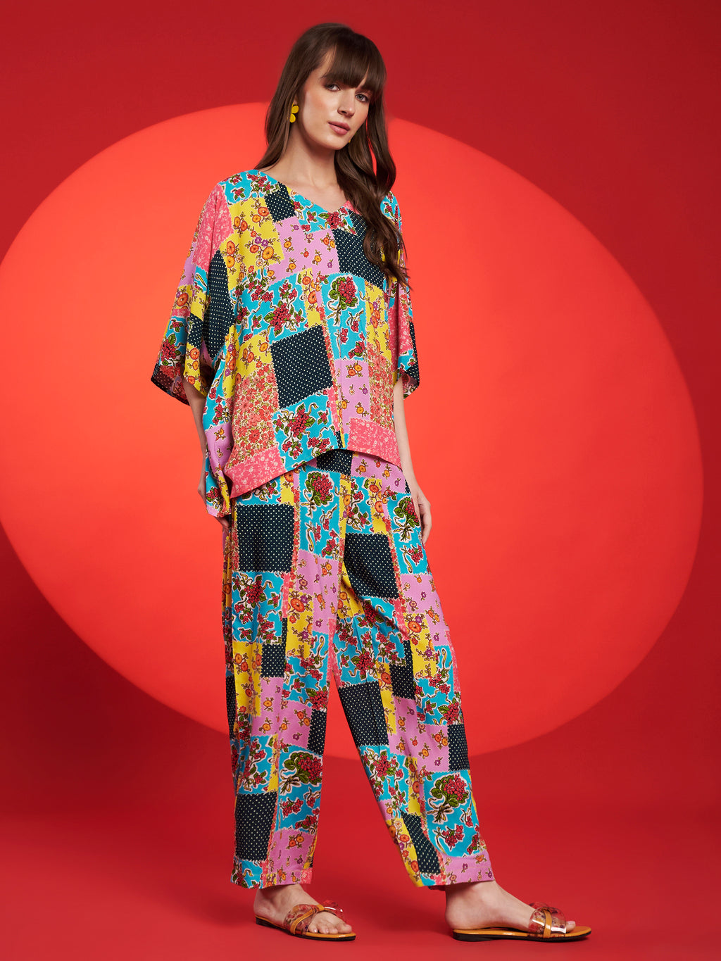 Multicolor Patchwork Printed Co-Ord Set