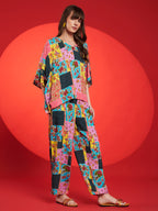 Multicolor Patchwork Printed Co-Ord Set
