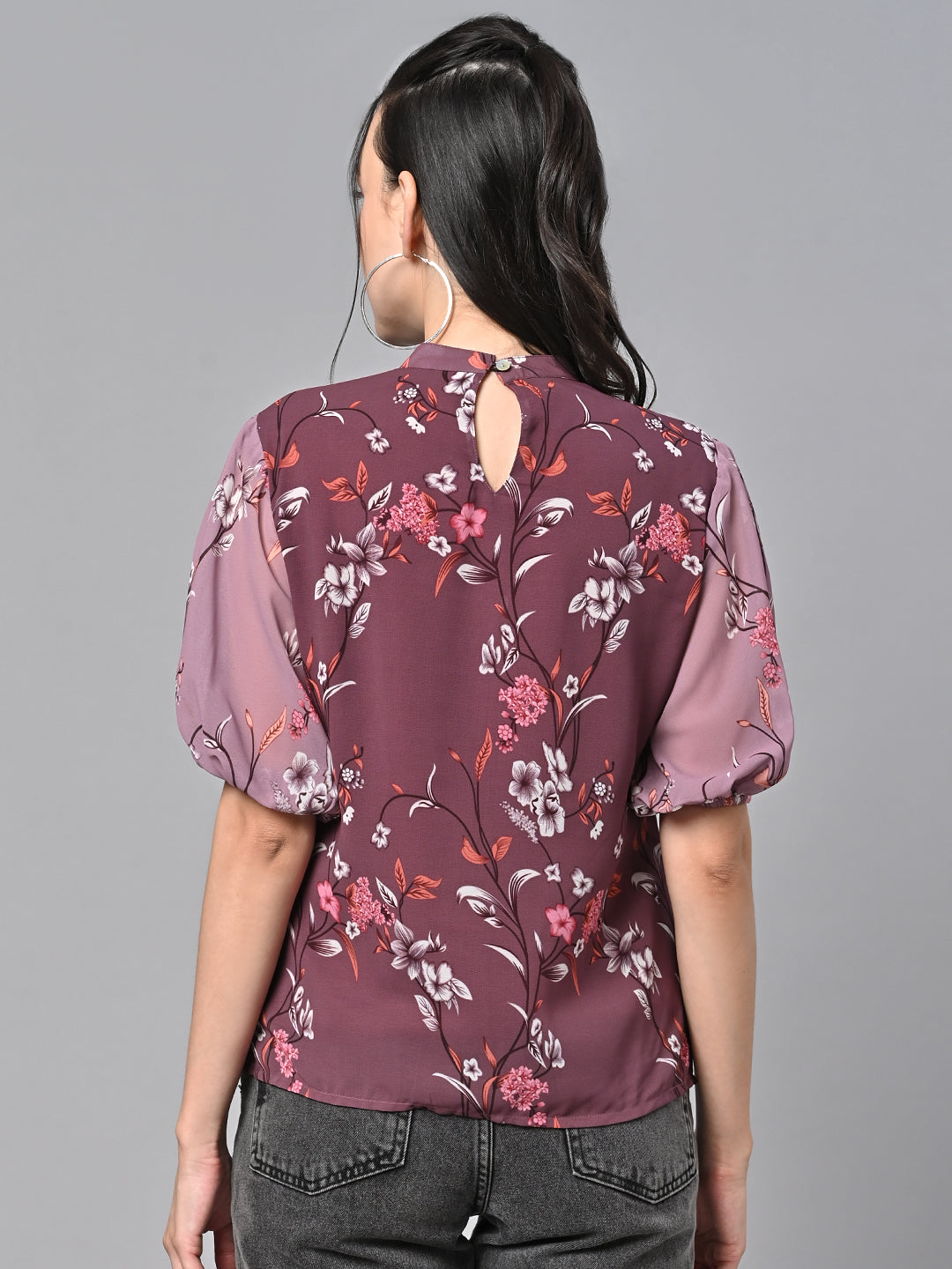 Valbone Women’s Multi Color Floral Print Top With Half-Sleeves