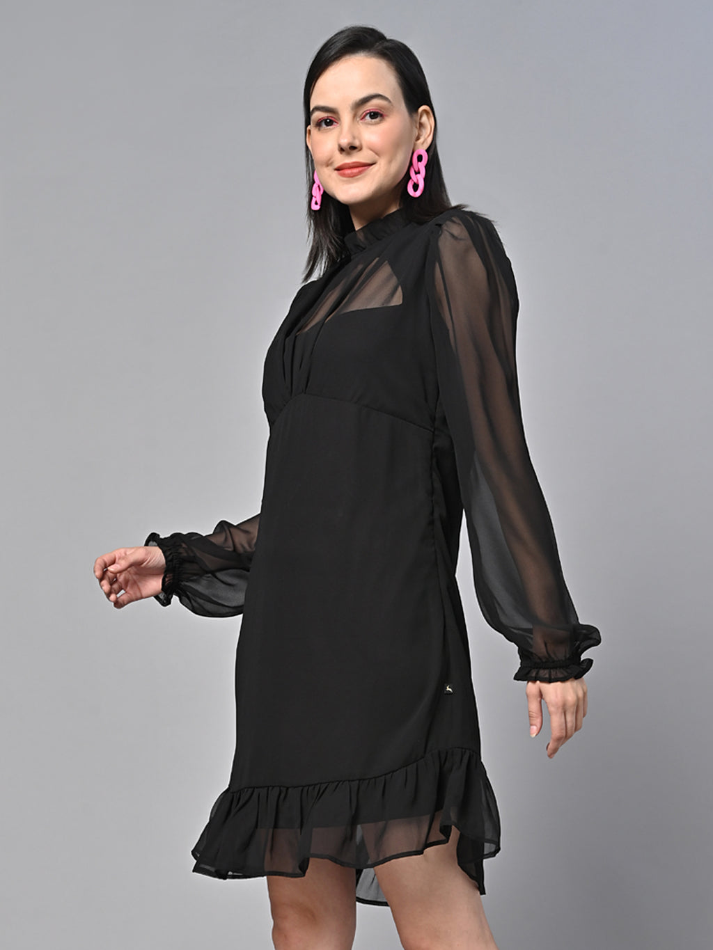 Black Solid  short Dress