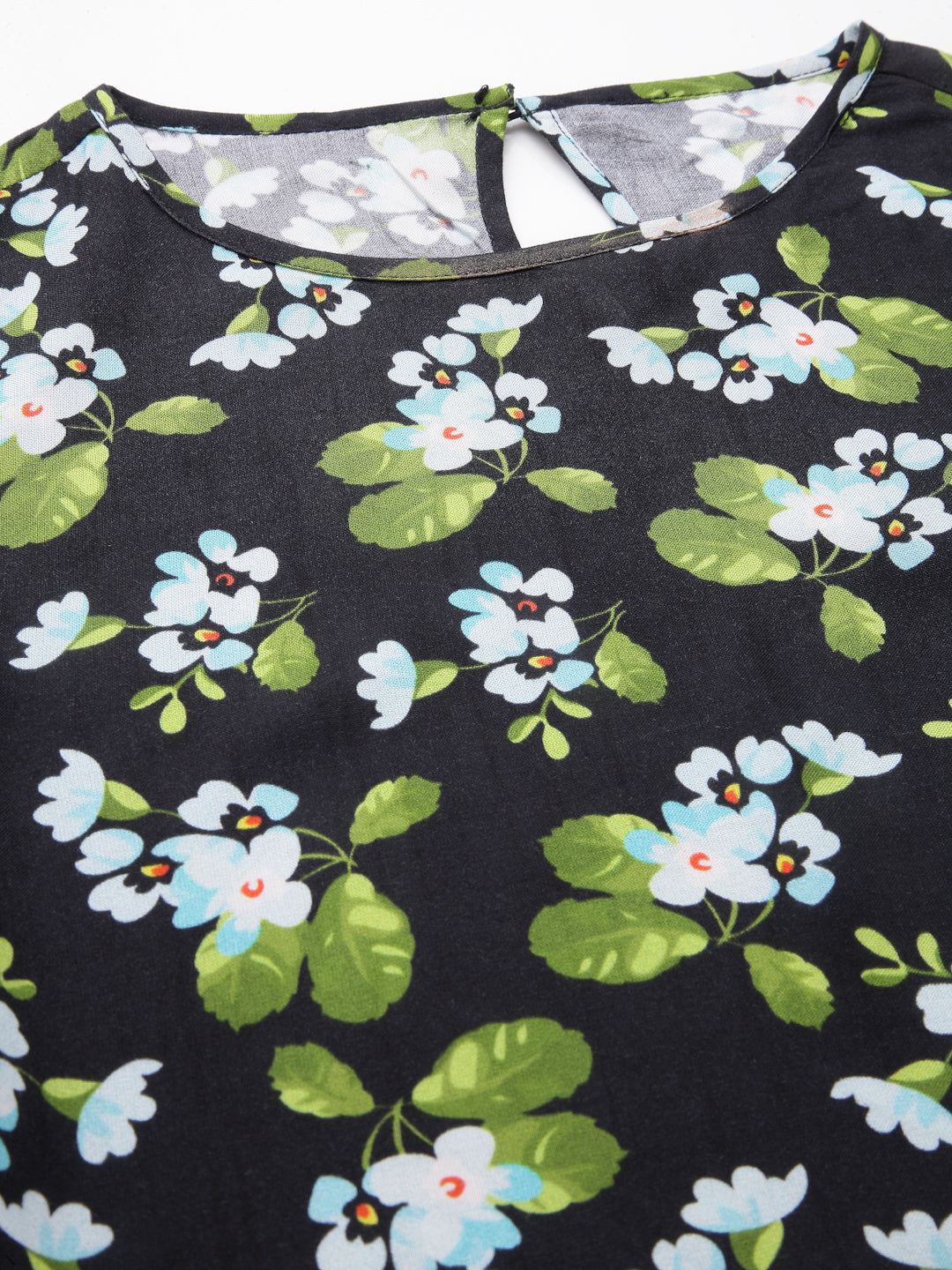 Green Floral Printed Viscose Dress