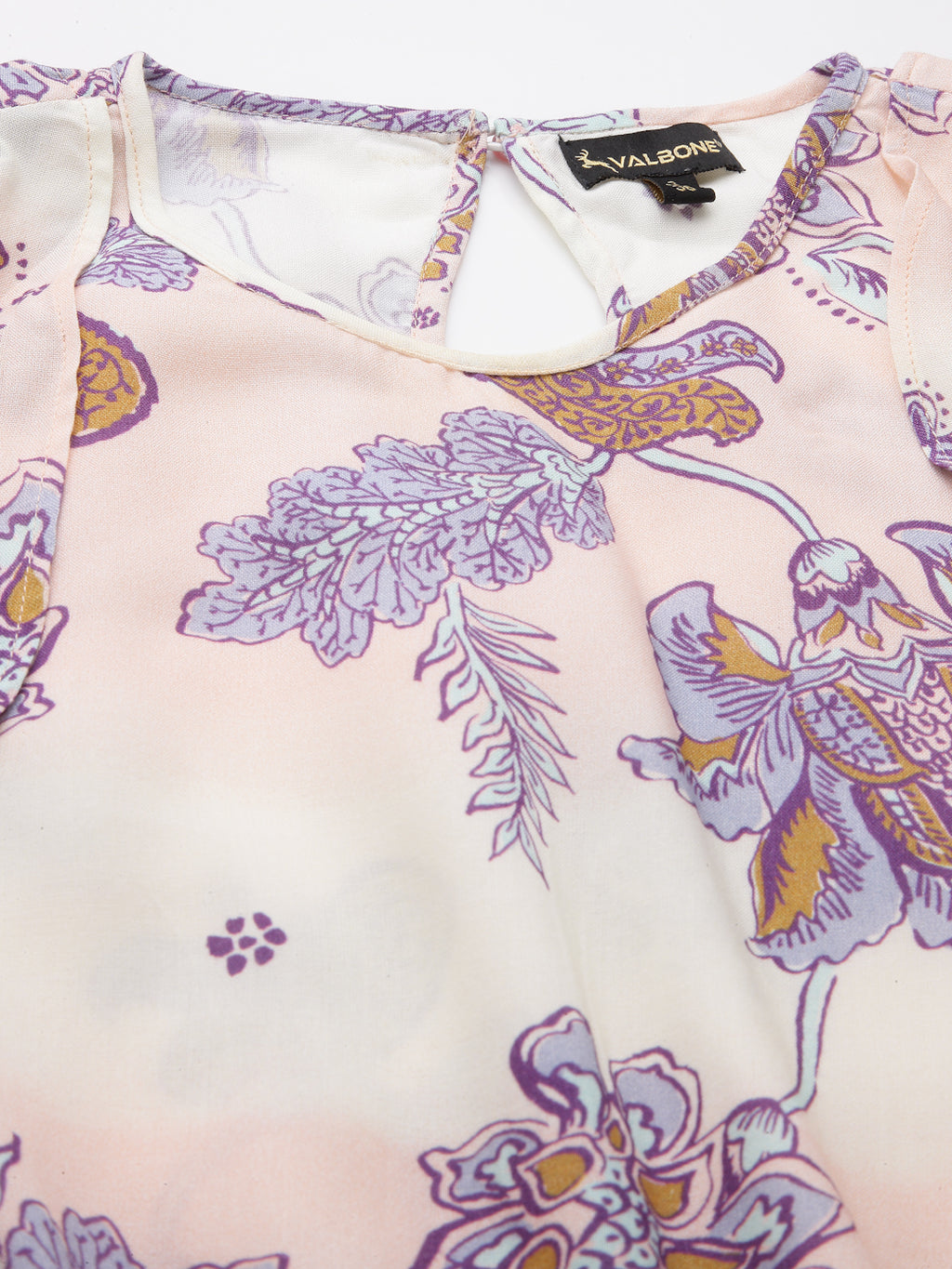 Peach Viscose Floral Printed Dress