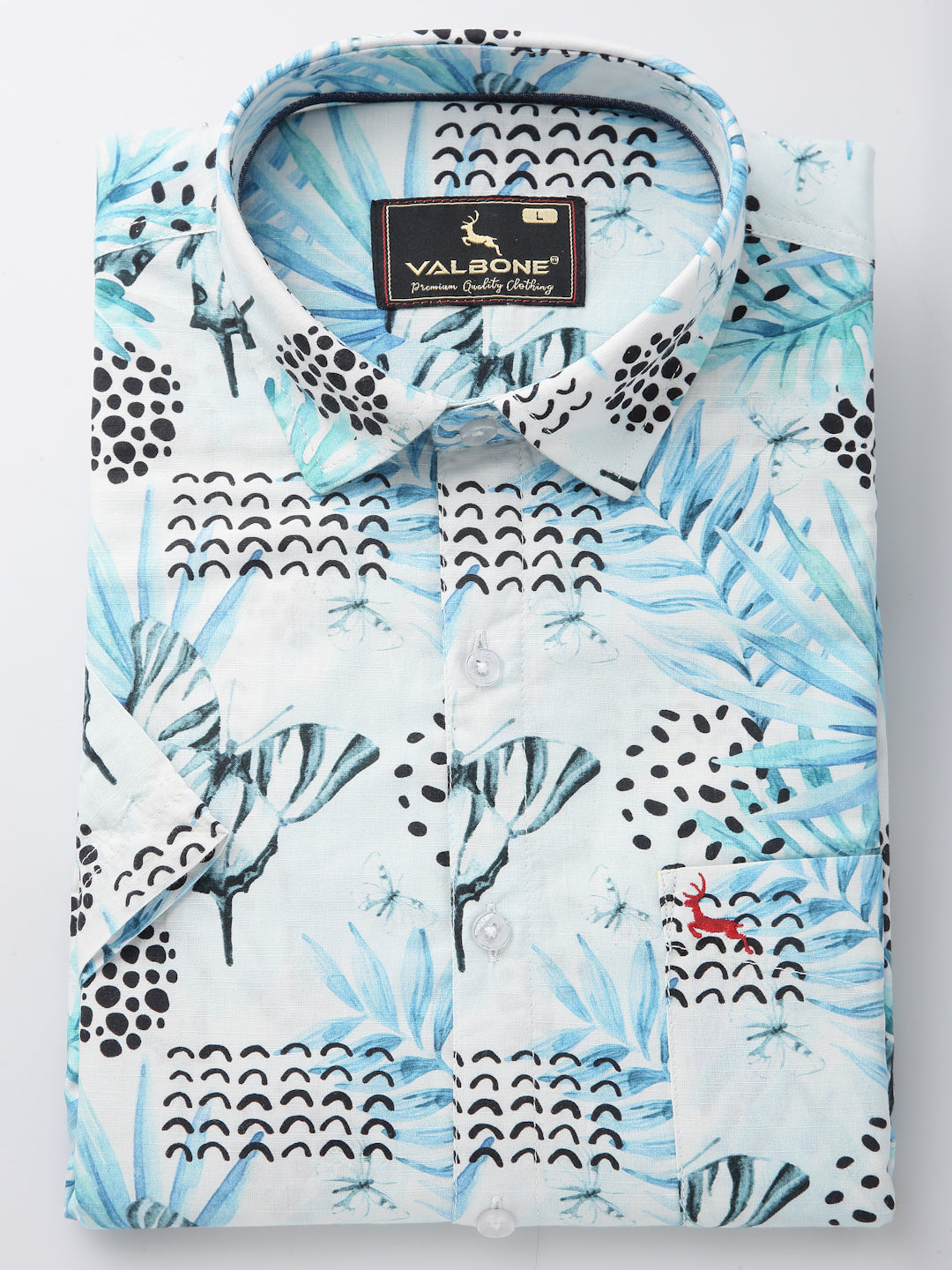 Valbone Men’s Digital Print Blue Regular Fit Butterfly Printed Casual Shirt Half Sleeves