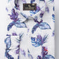 Valbone Men’s  Digital Print White & Blue Leaf Printed Regular Fit Casual Shirt Full Sleeves