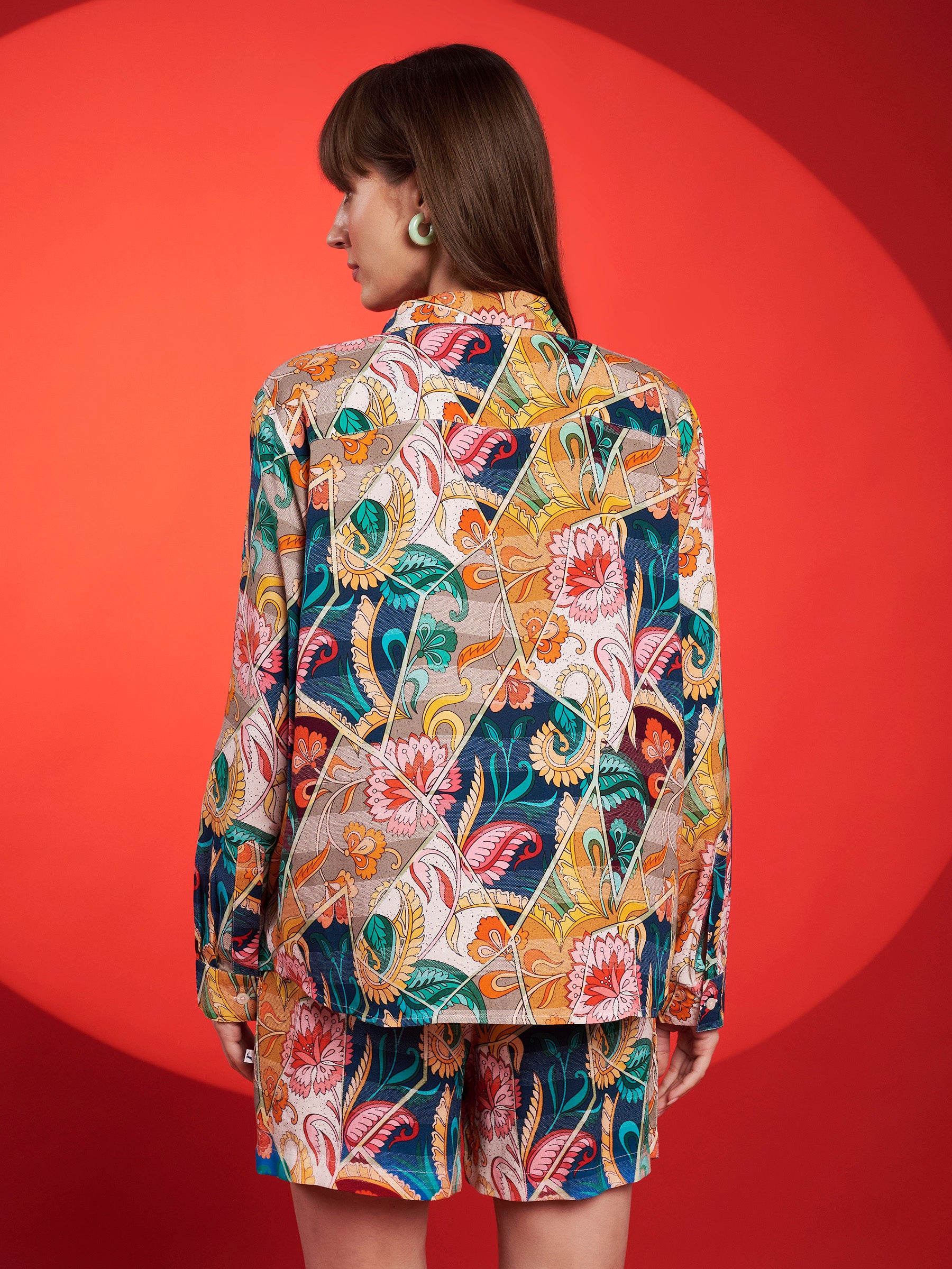 Multicolor Floral Printed Shirt-Shorts Co-Ord Set