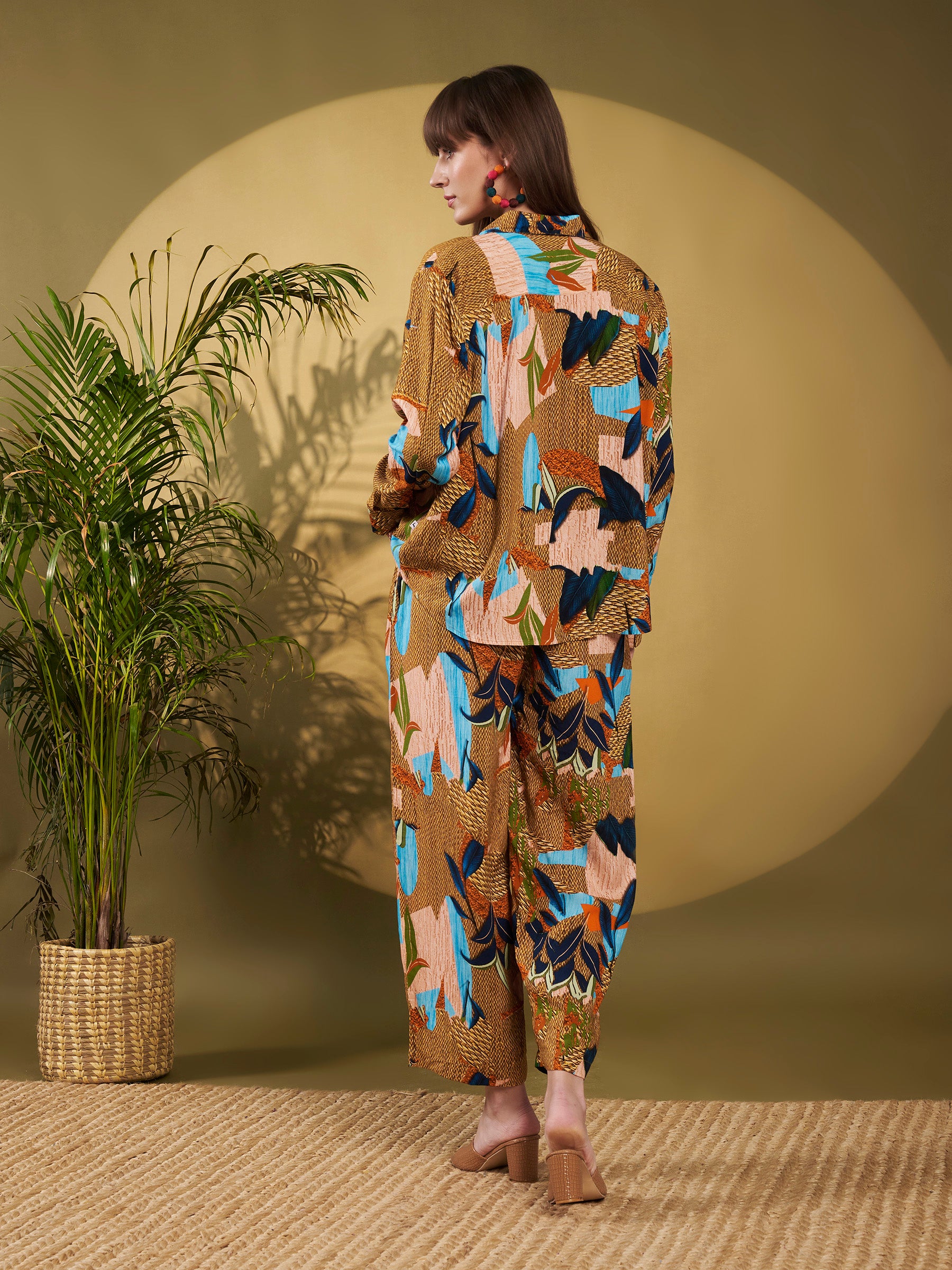 Brown & Teal Abstract Tropical Co-Ord Set