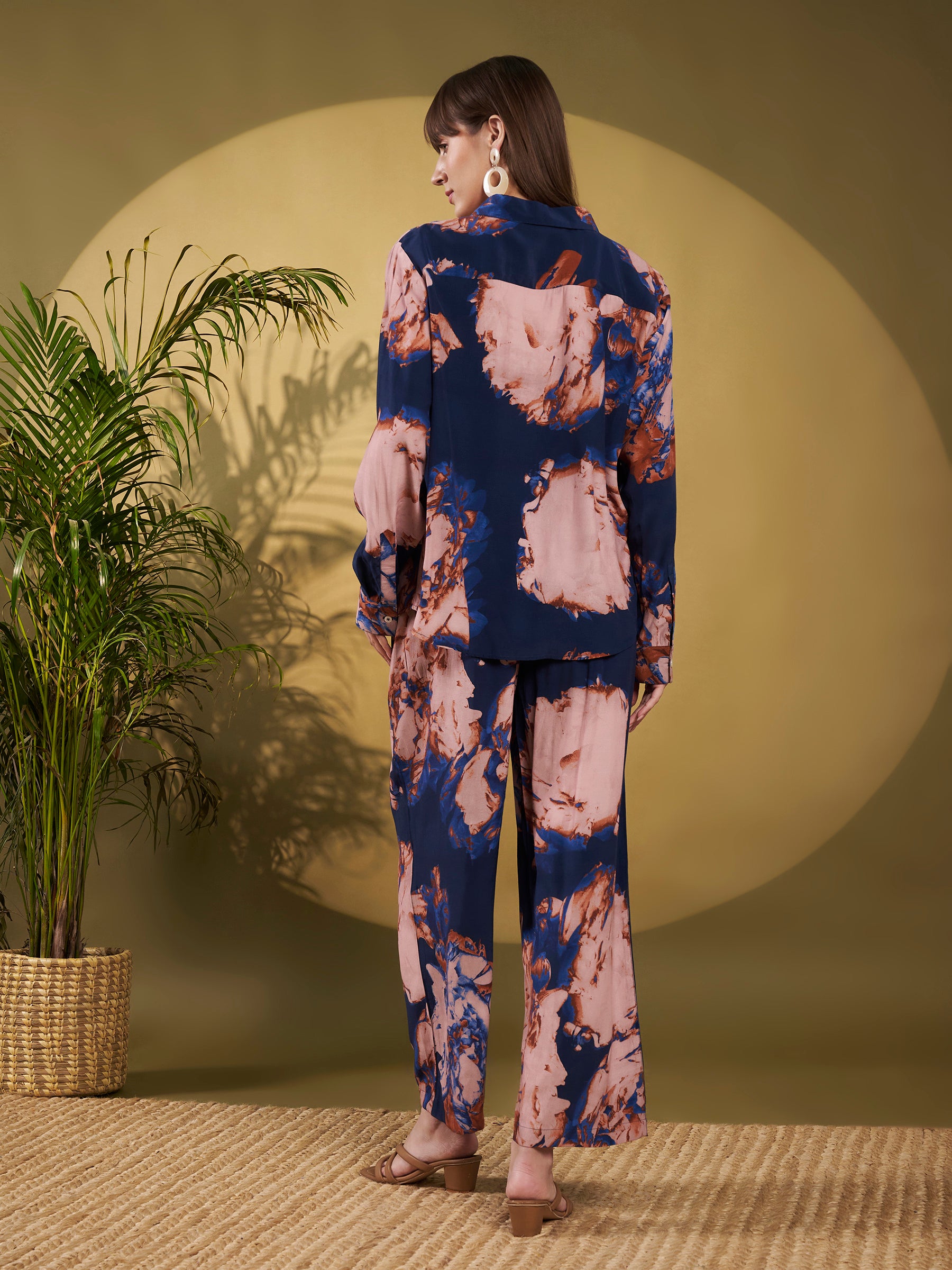 Navy Blue & Blush Floral Co-Ord Set