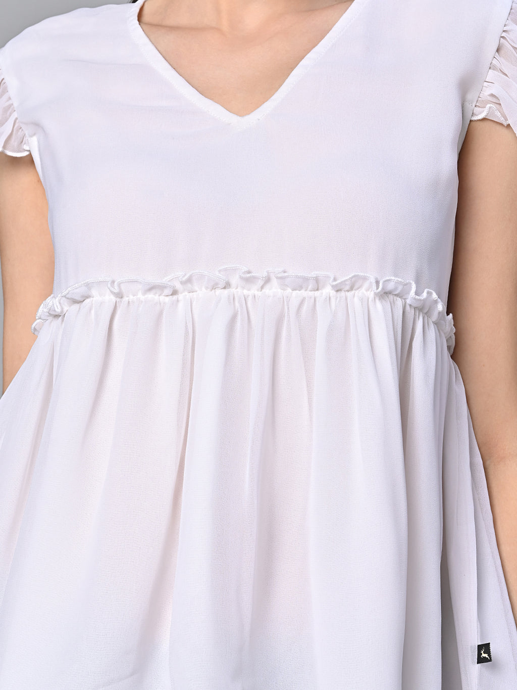 White Georgette Solid Top