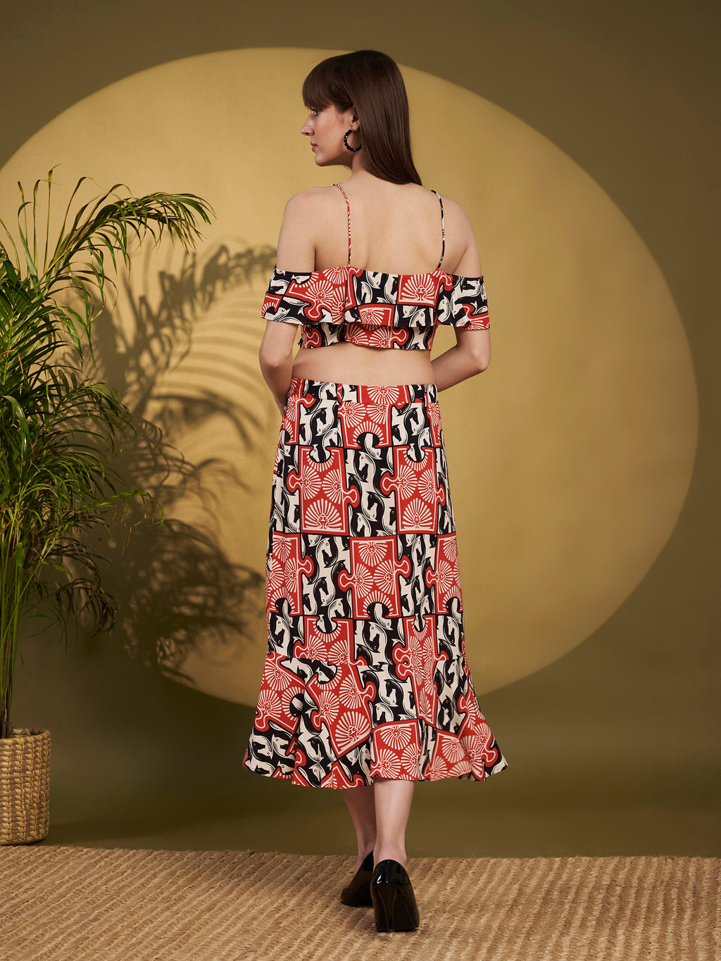 Red & Black Statement Ruffle Co-Ord Set