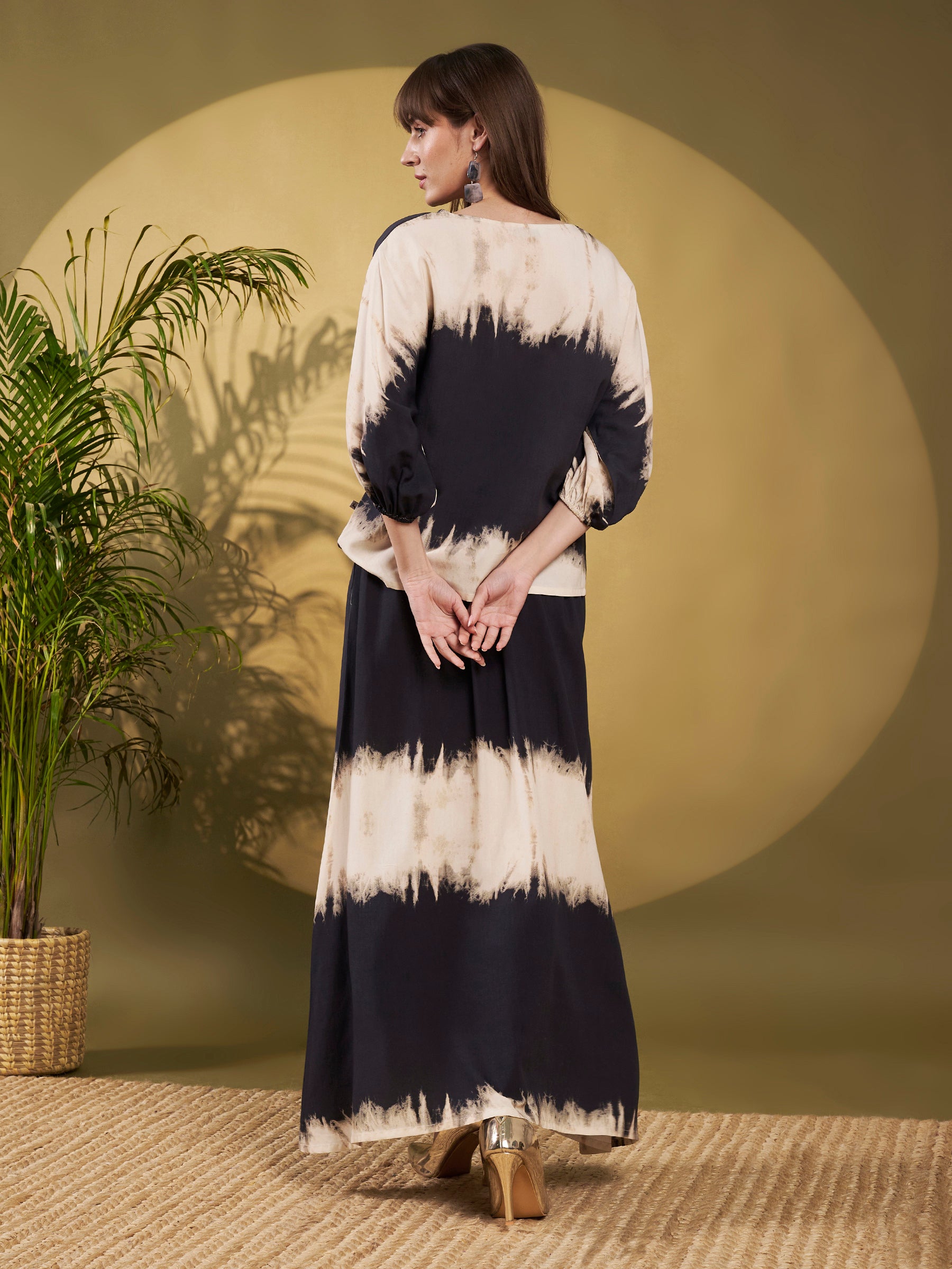 Black & Beige Tie-Dye Co-Ord Set