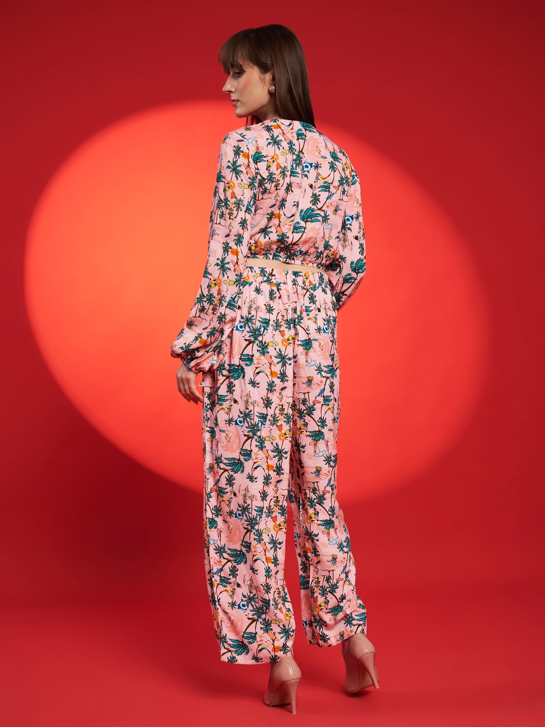Blush Pink Tropical Printed Co-Ord Set