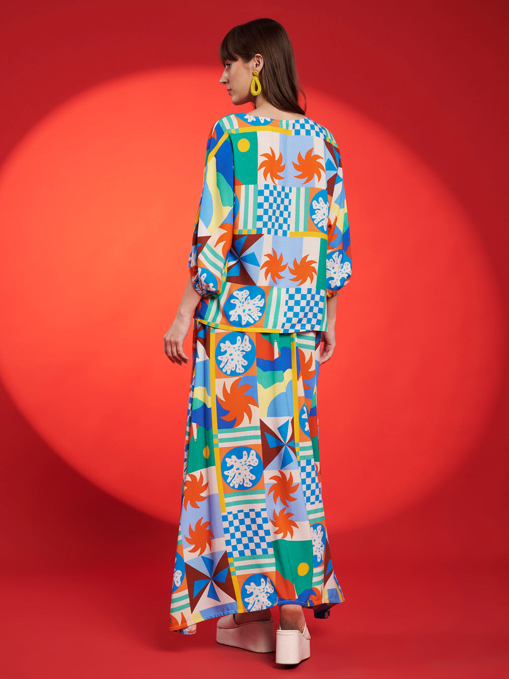 Multicolor Geometric Printed Co-Ord Set