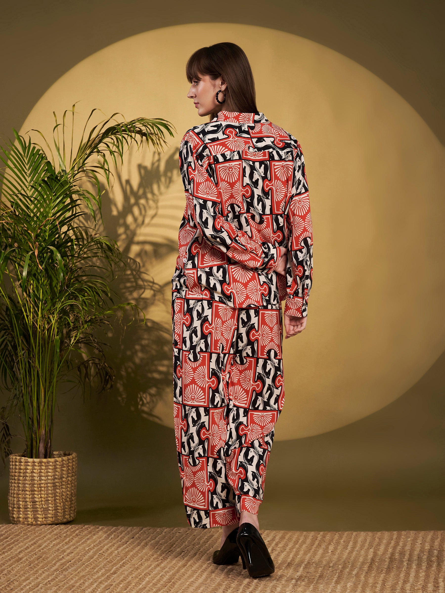 Red & Black Geometric Printed Co-Ord Set