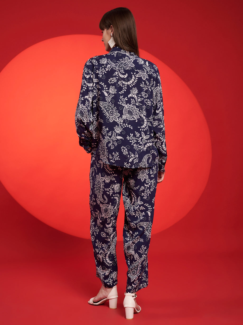 Navy Blue Paisley Printed Co-Ord Set