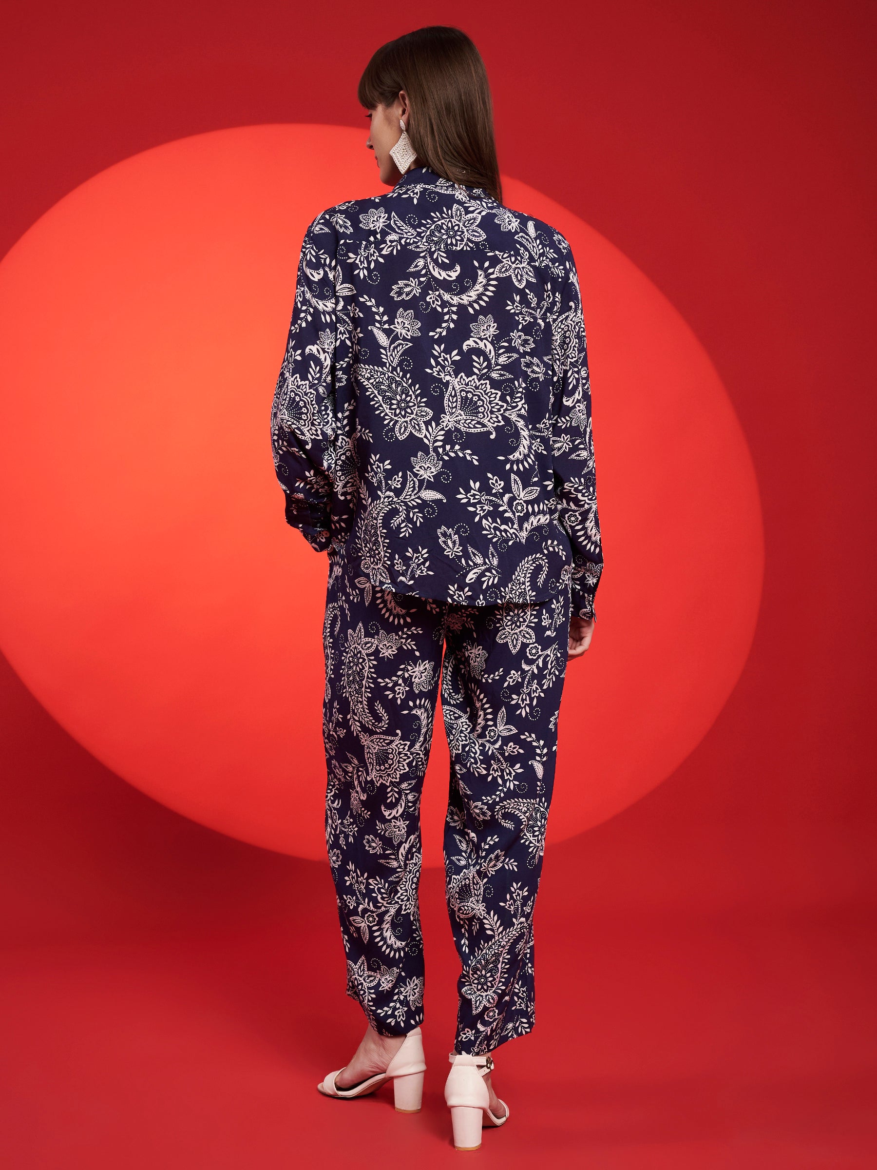 Navy Blue Paisley Printed Co-Ord Set