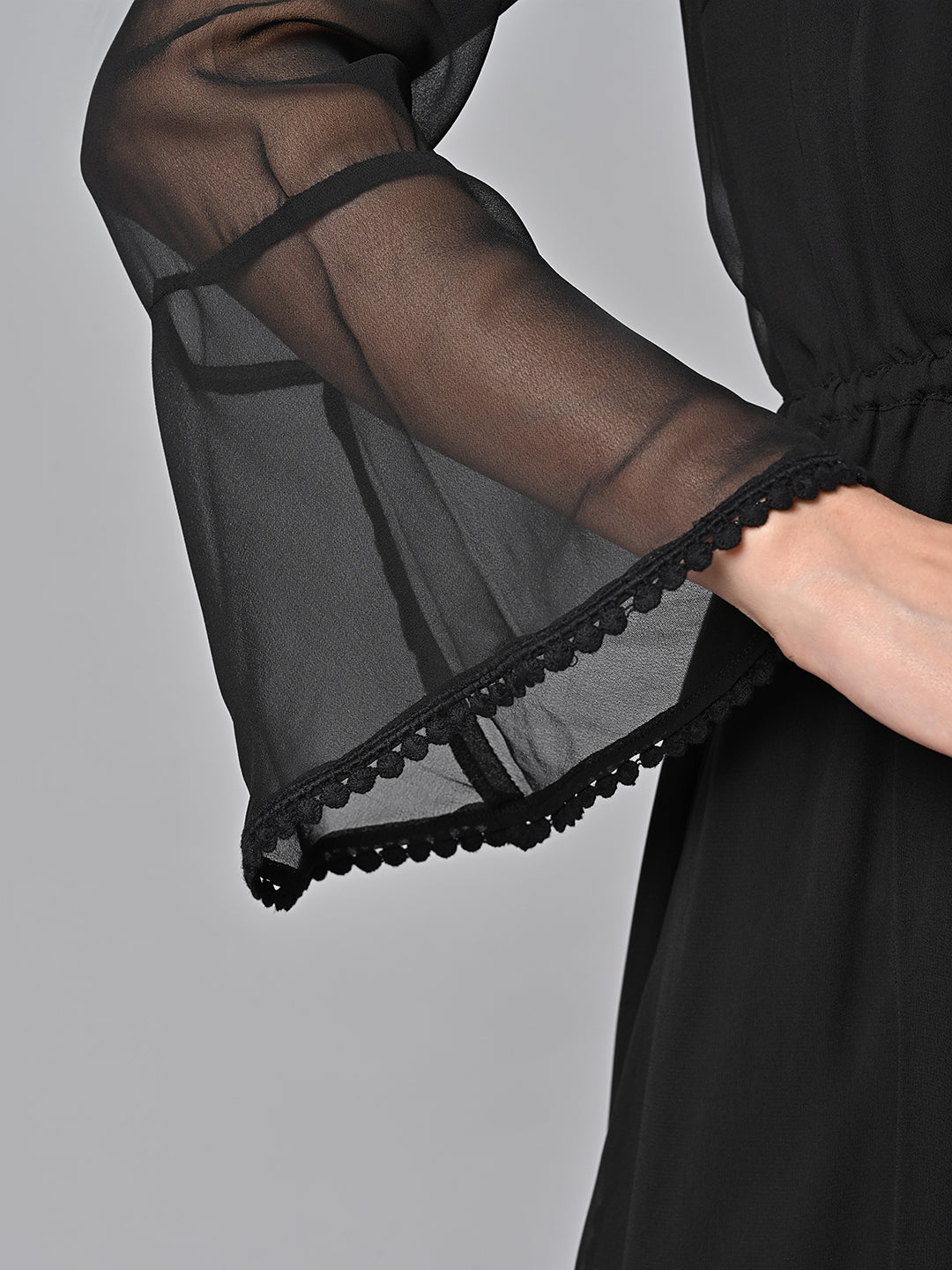 Black Solid Print maxi Dress