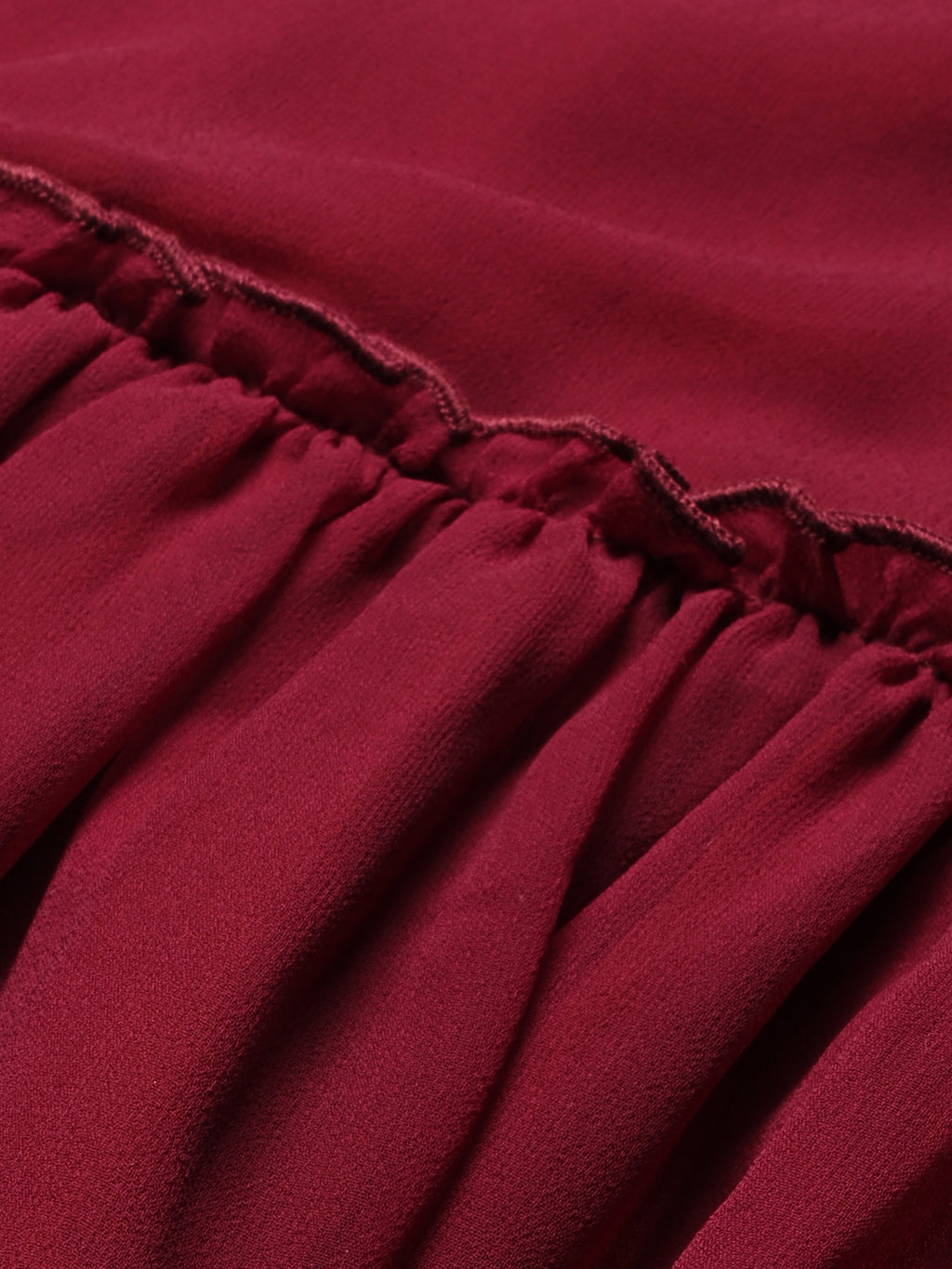 Red Solid Print Maxi Dress