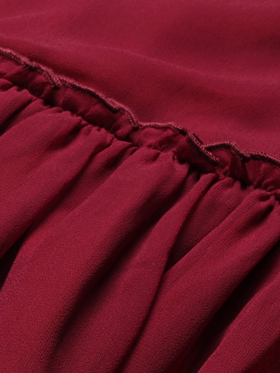 Red Solid Print Maxi Dress