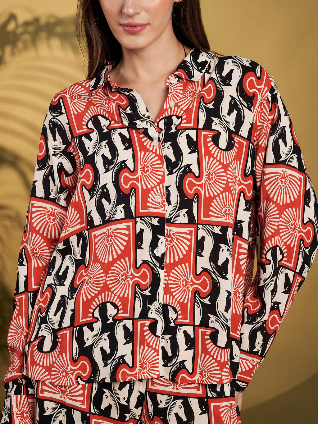 Red & Black Geometric Printed Co-Ord Set