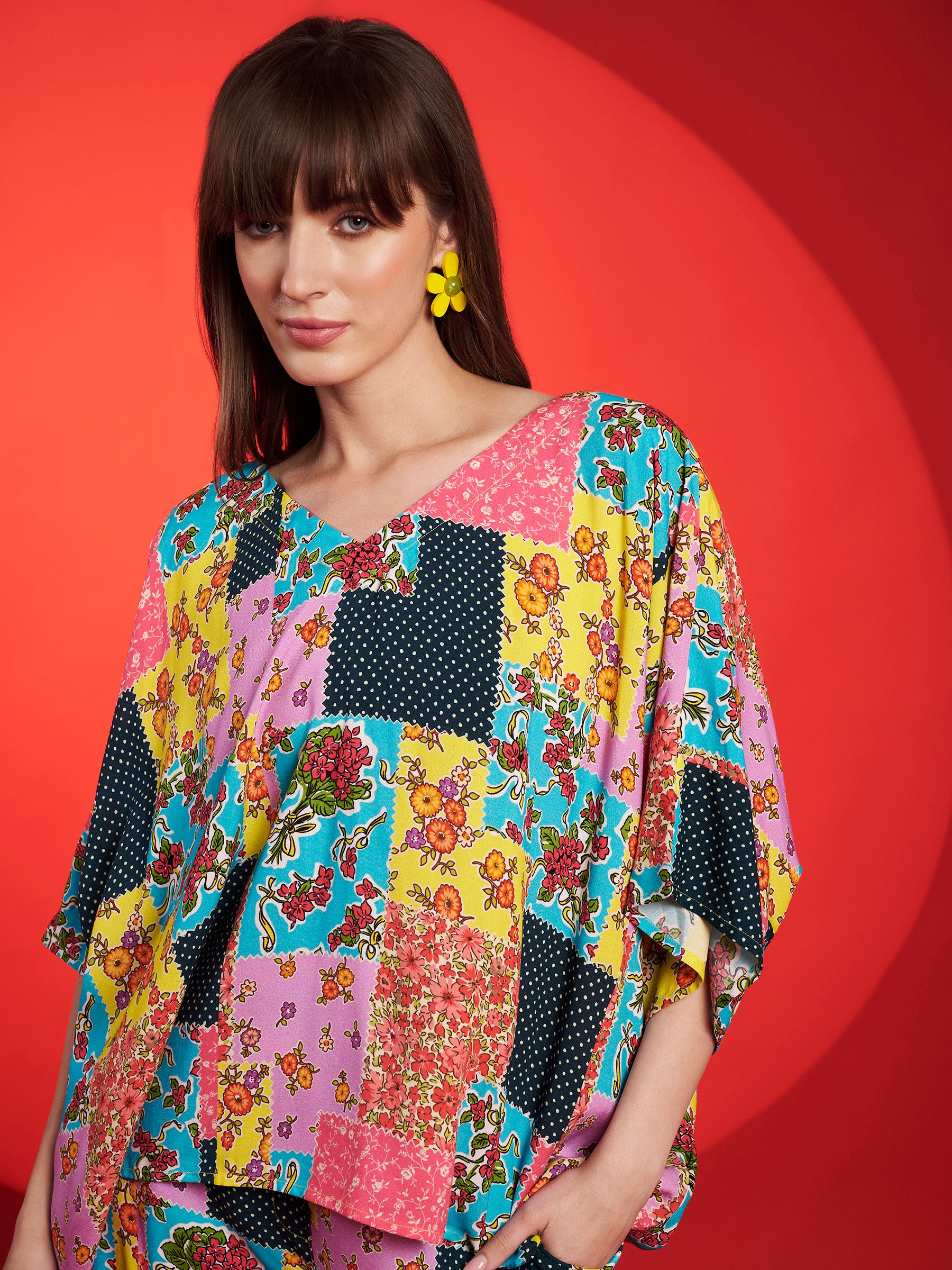 Multicolor Patchwork Printed Co-Ord Set