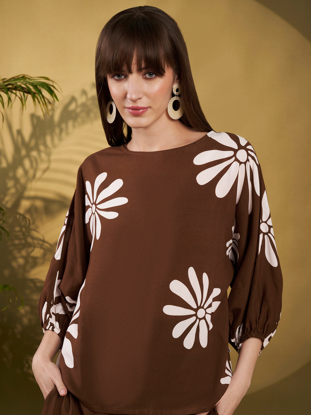 Chocolate Brown Floral Maxi Co-Ord Set