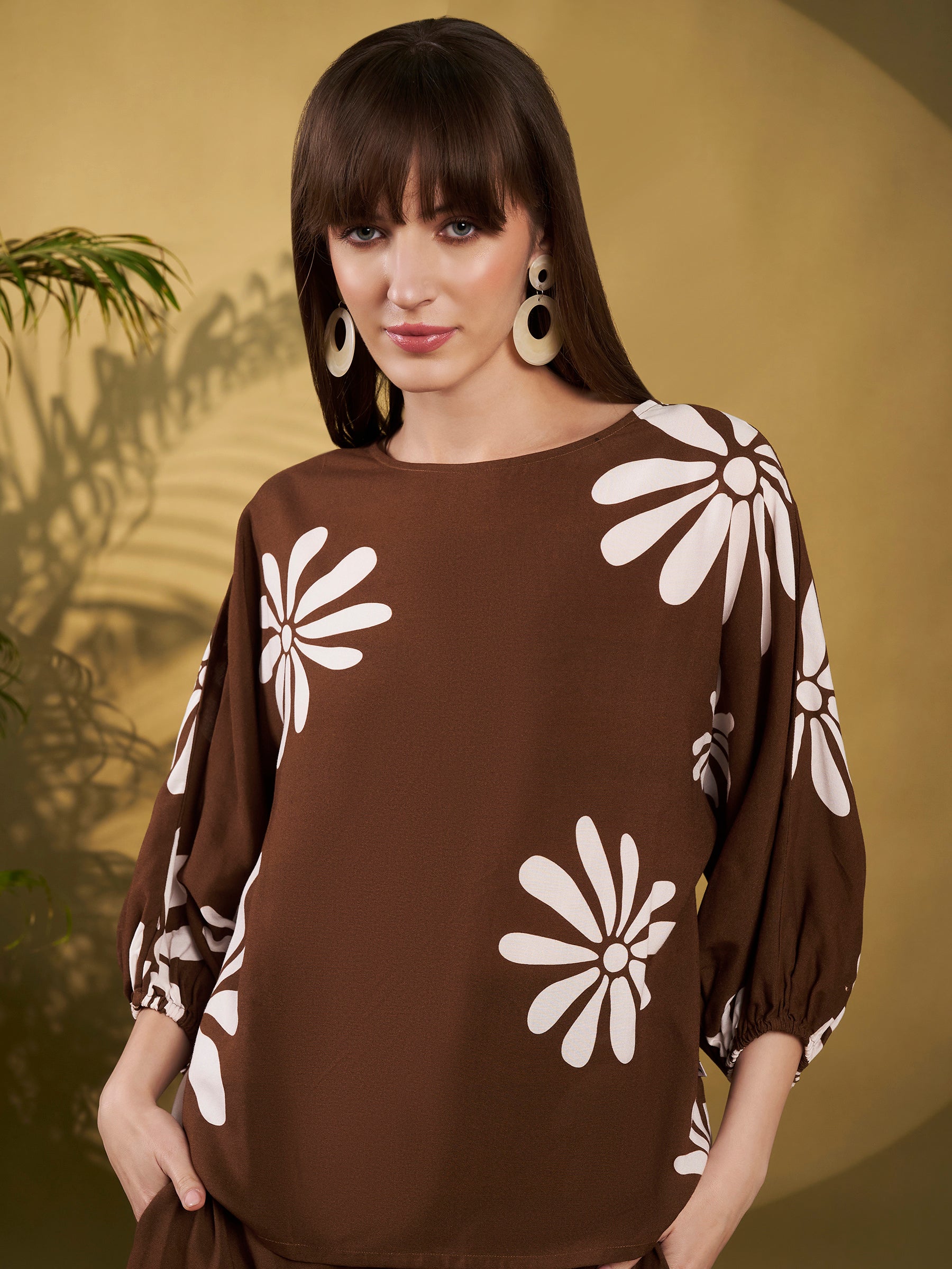 Chocolate Brown Floral Maxi Co-Ord Set
