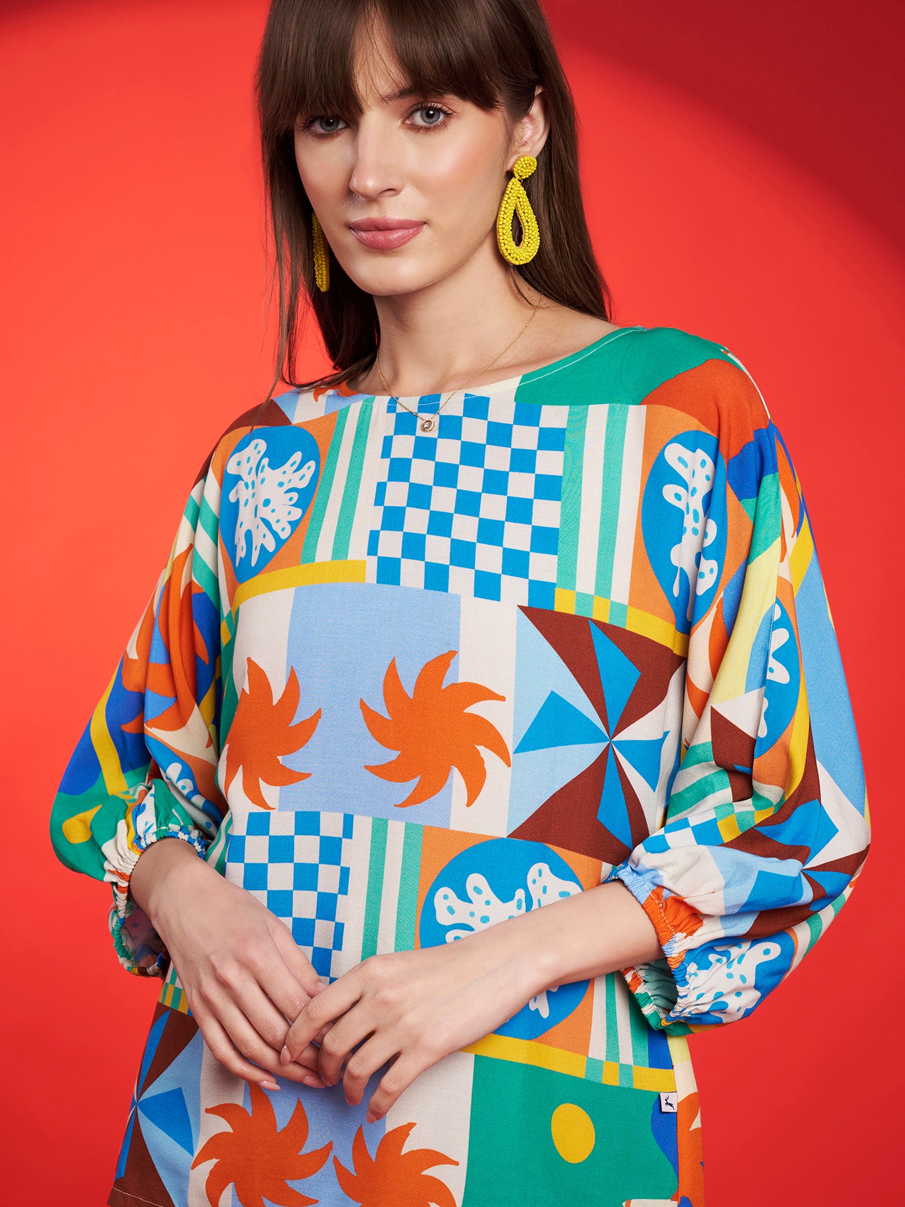 Multicolor Geometric Printed Co-Ord Set