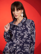 Navy Blue Paisley Printed Co-Ord Set