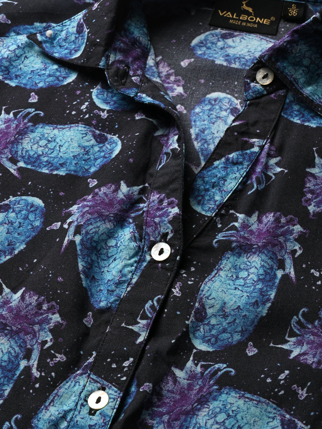 Valbone Women’s Blue & Black Modal Silk Printed Shirt