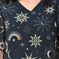 Valbone Women’s Black Georgette Print Top With Short-Sleeves