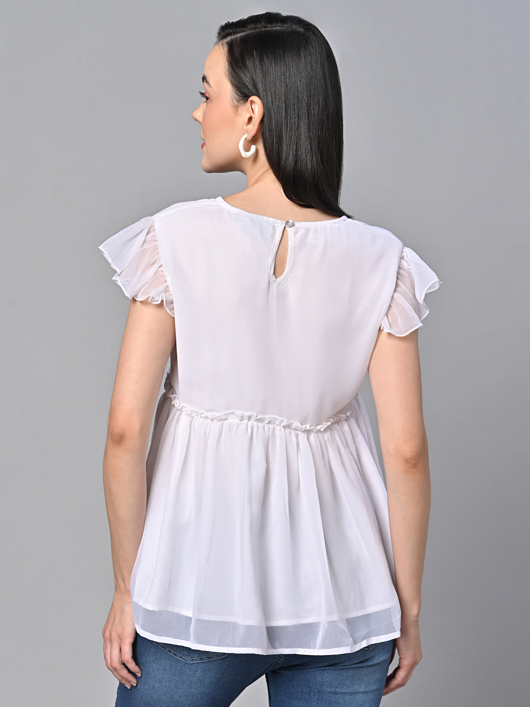 White Georgette Solid Top