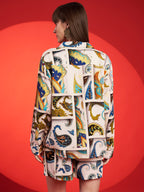 Beige Multicolor Paisley Printed Shirt-Shorts Co-Ord Set