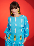 Turquoise Tropical Print Co-Ord Set