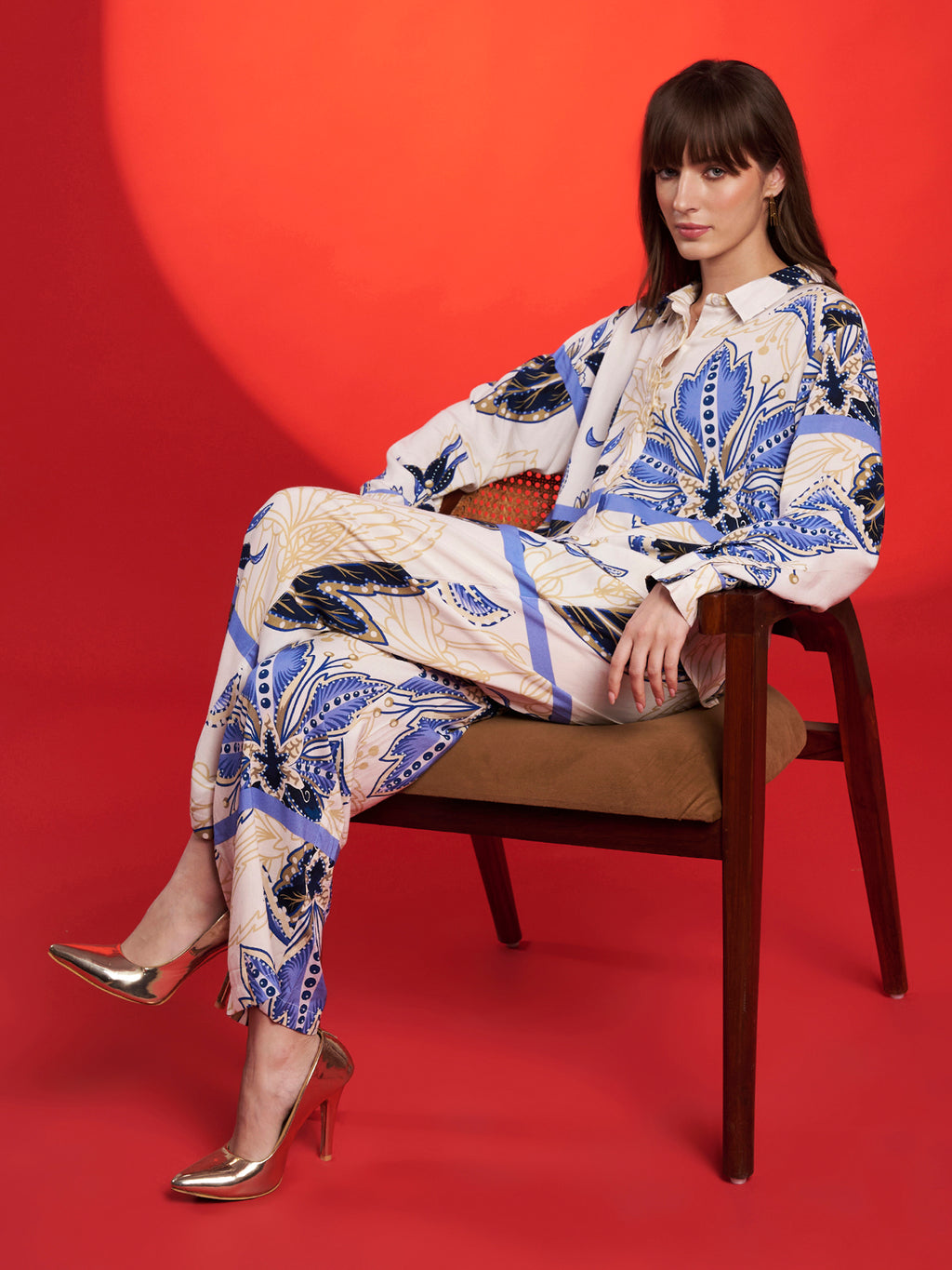 Blue Floral Printed Co-Ord Set