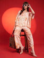 Peach Floral Kaftan Co-Ord Set