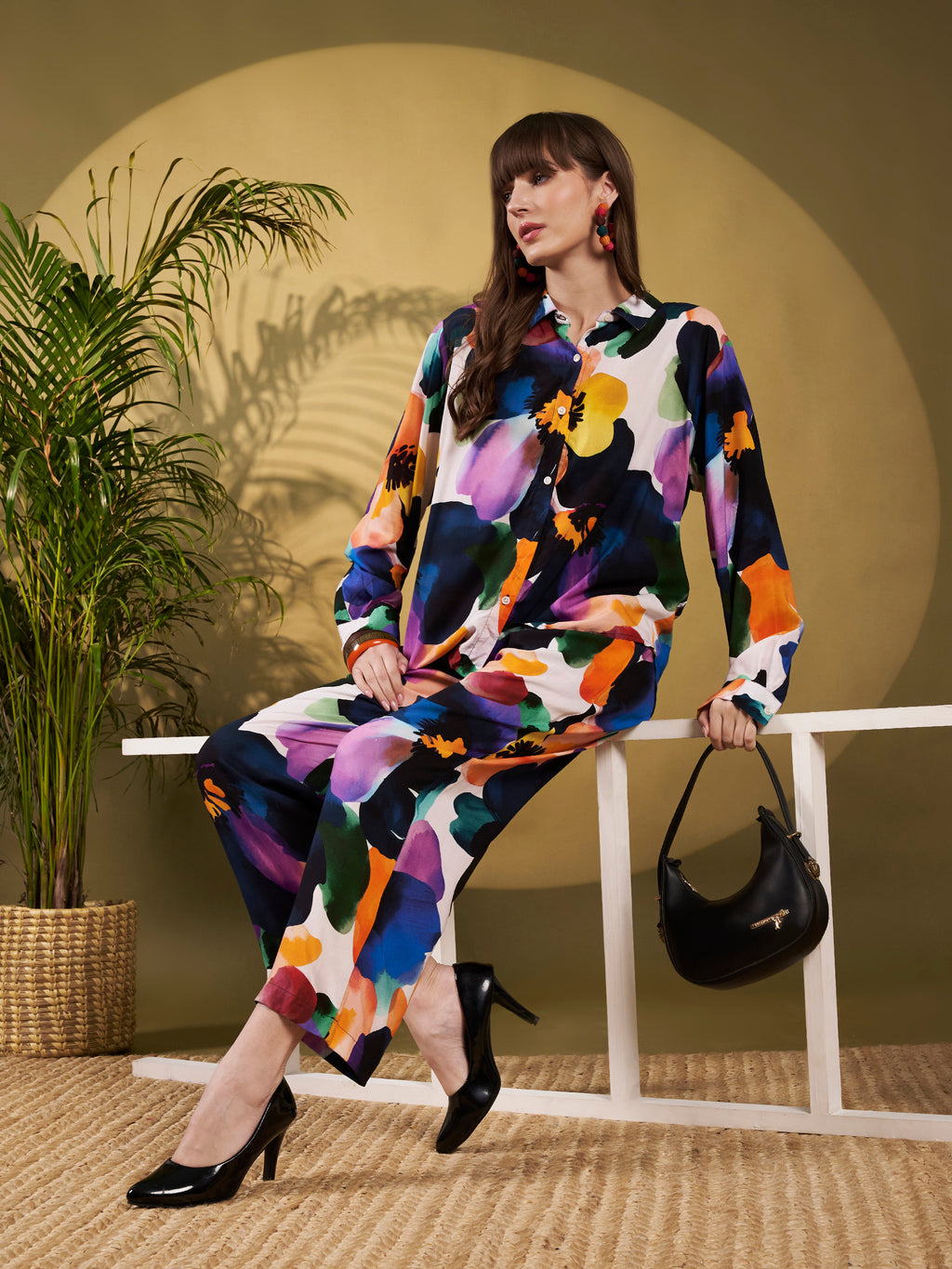 Multicolor Abstract Floral Co-Ord Set
